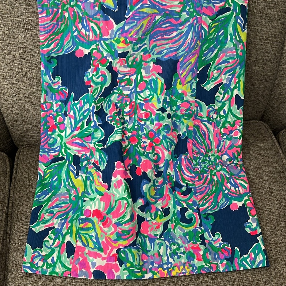 Lilly Pulitzer Navy Multi Floral Mini Dress with Pink Trim - Picture 2 of 3